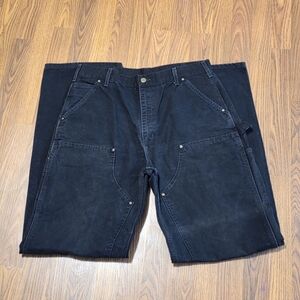 Men’s Carhartt B136 BLK Dungaree Fit Canvas Carpenter Pants 34x36 USA 90s A96